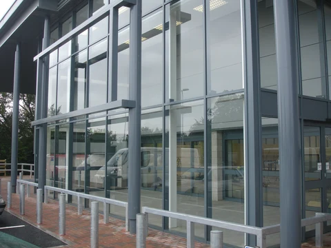 Curtain-walled facade